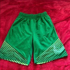 Nike Green Athletic Shorts with Striped Detailing